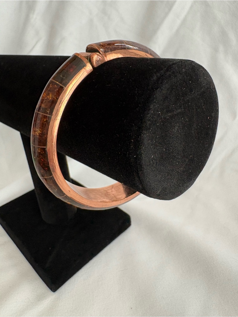 Jay King Copper-Tone Bangle Bracelet with Amber Inlay